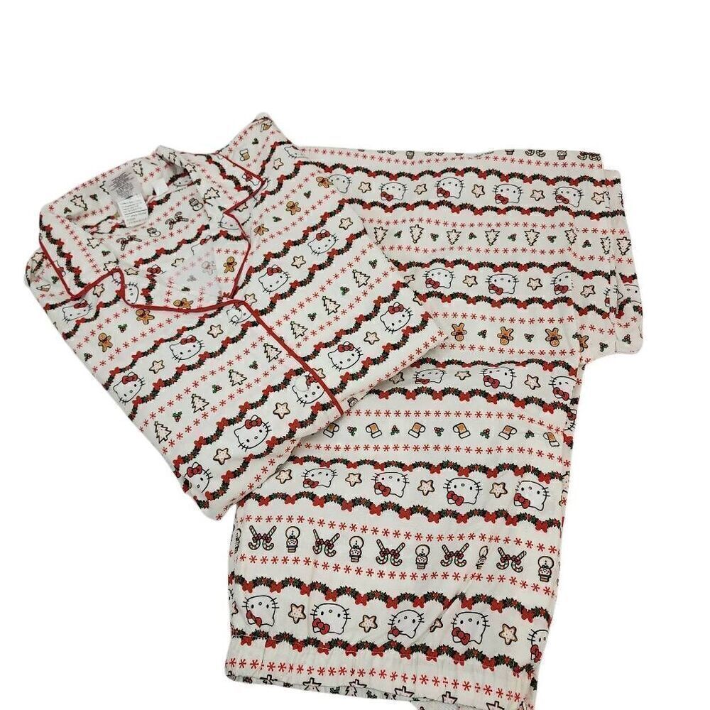 Pottery Barn Teen x Hello Kitty Gingerbread Fair Isle Pajama Set Size Large